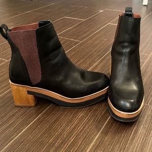 Bernardo black with brown clog booties